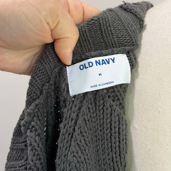 Old Navy Gray Open Knit Cardigan Casual Cozy Layering Size M - Picture 6 of 7